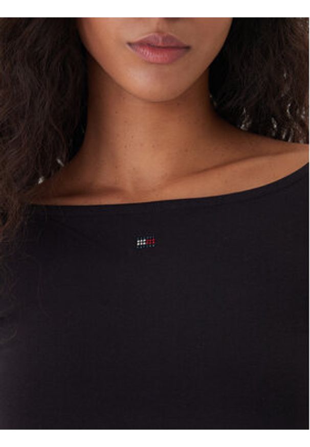 Tommy Jeans Bluzka DW0DW21548 Czarny Slim Fit. Kolor: czarny. Materiał: bawełna