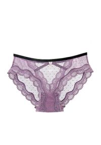 Intica - Majtki ażurowe z wycięciem na romantyczny wieczór Nailya. Kolor: fioletowy. Materiał: tkanina, materiał. Wzór: ażurowy #1