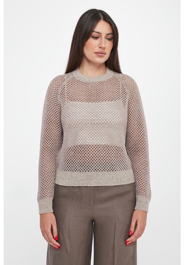 Sweter damski ażurowy z cekinami PESERICO. Wzór: ażurowy
