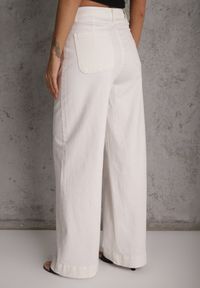 Renee - Białe Jeansy High Waist Wide Leg z Bawełny Fenless. Stan: podwyższony. Kolor: biały #5