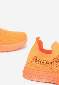 Born2be - Pomarańczowe Buty Sportowe Ceeky. Nosek buta: okrągły. Kolor: pomarańczowy. Materiał: materiał, jeans. Szerokość cholewki: normalna. Wzór: aplikacja. Obcas: na płaskiej podeszwie #5