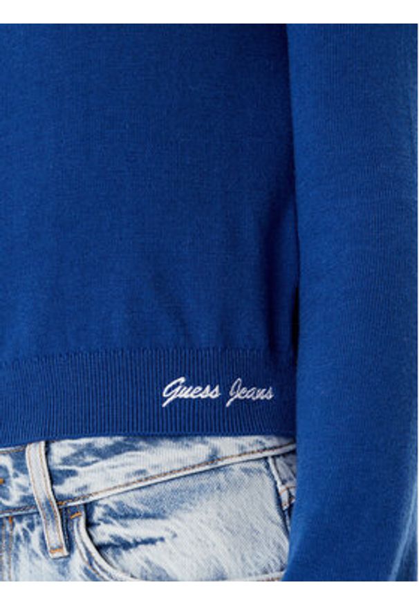 Guess Jeans Kardigan W5YR32 Z3HO2 Niebieski Regular Fit. Kolor: niebieski. Materiał: syntetyk