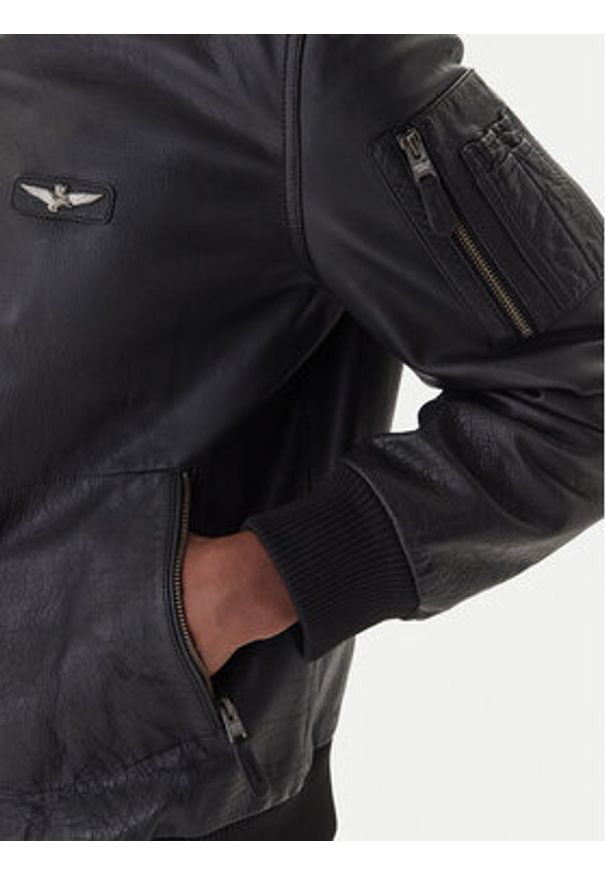 Aeronautica Militare Kurtka skórzana 252PN0958UPL00305 Czarny Regular Fit. Kolor: czarny. Materiał: skóra