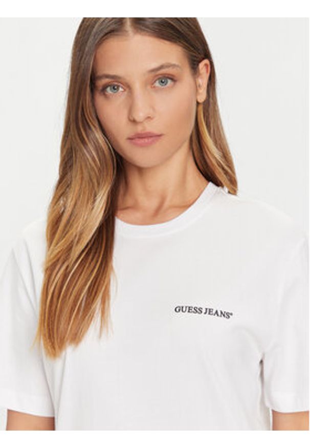 Guess Jeans T-Shirt M5BI78 K8FQ4 Biały Regular Fit. Kolor: biały. Materiał: bawełna
