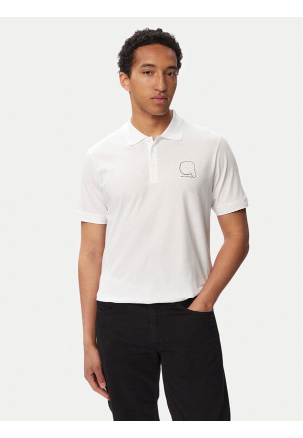 Karl Lagerfeld - KARL LAGERFELD Polo 745025 563224 Biały Regular Fit. Typ kołnierza: polo. Kolor: biały. Materiał: bawełna