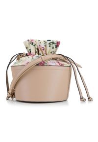 Wittchen - Torebka bucket bag z ekoskóry i płótna. Kolor: beżowy. Wzór: kwiaty. Sezon: lato. Materiał: skórzane #4