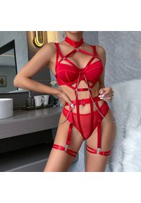 Intica - Komplet bielizny z chokerem i łańcuszkami na romantyczne wieczory Charleen. Kolor: czarny. Materiał: materiał. Wzór: paski #3