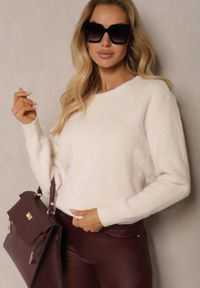 Renee - Beżowy Casualowy Sweter z Dodatkiem Kaszmiru Salielis. Okazja: na co dzień. Kolor: beżowy. Materiał: kaszmir. Styl: casual #5