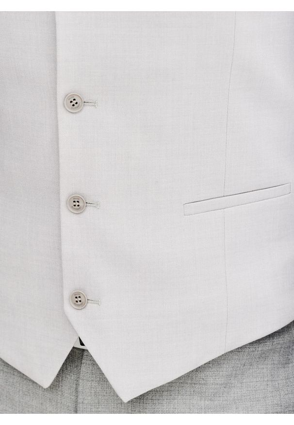 Pako Lorente - PAKO LORENTE – Jednorzędowa szara kamizelka. Kolor: szary. Materiał: poliester, wiskoza. Styl: elegancki, młodzieżowy