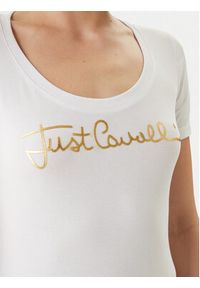Just Cavalli T-Shirt 80PAHT02 CJ502 Biały Slim Fit. Kolor: biały. Materiał: bawełna #4