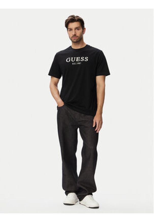 Guess T-Shirt M6YI41 K4227 Czarny Regular Fit. Kolor: czarny. Materiał: bawełna