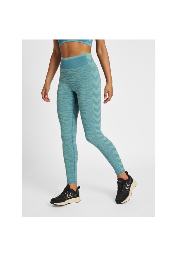 Legginsy damskie Hummel MT Saga. Kolor: wielokolorowy, niebieski, zielony