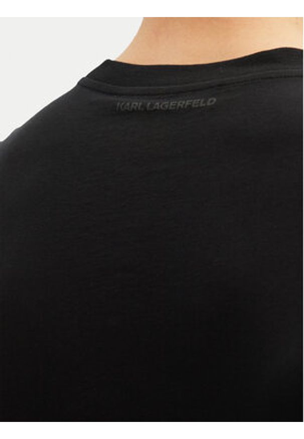 Karl Lagerfeld - KARL LAGERFELD T-Shirt 755073 552251 Czarny Regular Fit. Typ kołnierza: dekolt w karo. Kolor: czarny. Materiał: bawełna