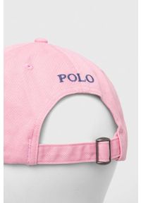 Polo Ralph Lauren czapka z daszkiem bawełniana kolor różowy z aplikacją. Kolor: różowy. Materiał: bawełna. Wzór: aplikacja #3