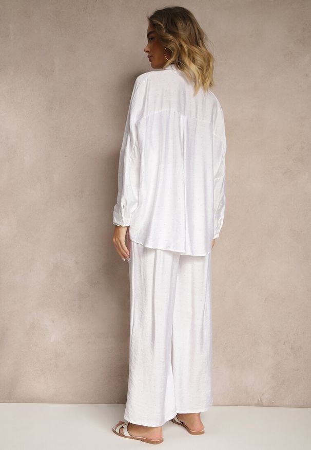 Renee - Biały Komplet Oversize z Koszulą i Spodniami Ulonelia. Kolor: biały