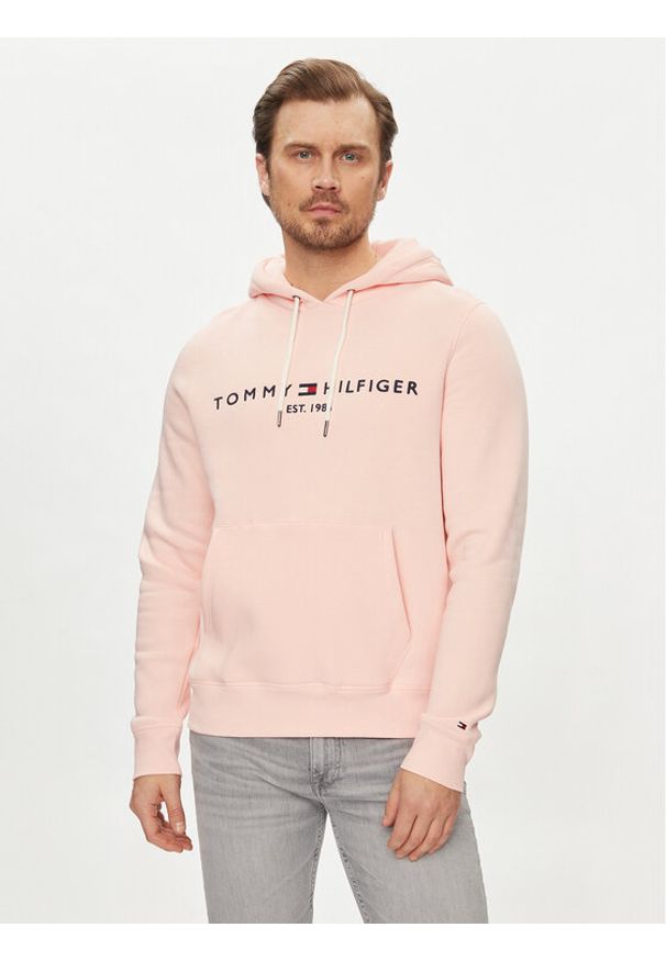 TOMMY HILFIGER - Tommy Hilfiger Bluza Logo MW0MW11599 Różowy Regular Fit. Kolor: różowy. Materiał: bawełna