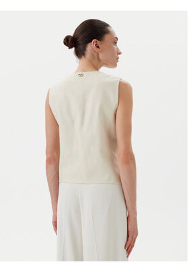 TwinSet - TWINSET Kamizelka 251TP2161 Beżowy Slim Fit. Kolor: beżowy. Materiał: wiskoza