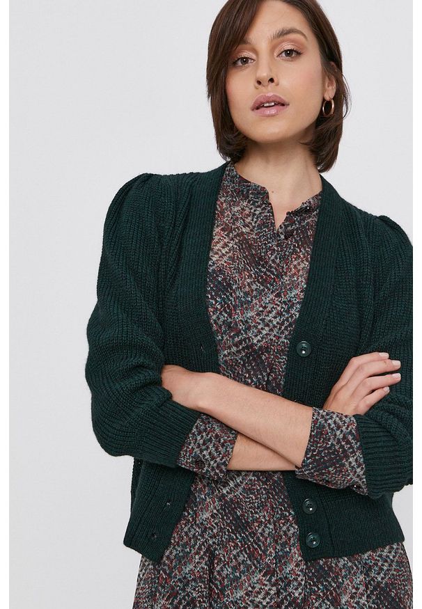 Sisley - Kardigan. Okazja: na co dzień. Kolor: zielony. Styl: casual