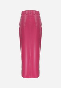 Born2be - Fuksjowa Spódnica Maxi Ołówkowa z Rozcięciem z Ekoskóry Iney. Kolor: różowy. Długość: długie #5