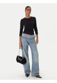 Juicy Couture Bluzka Slub JCWCT225312 Czarny Slim Fit. Kolor: czarny. Materiał: wiskoza #5