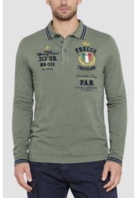Aeronautica Militare - AERONAUTICA MILITARE Zielony longsleeve polo P.a.n. With Flock Prints, Rozmiar XL. Typ kołnierza: polo. Kolor: zielony. Długość rękawa: długi rękaw #1