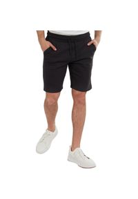 FUNDANGO - Spodenki fitness męskie Fundango Delon Sweatshort. Kolor: czarny. Materiał: poliester, bawełna. Wzór: haft. Sport: fitness