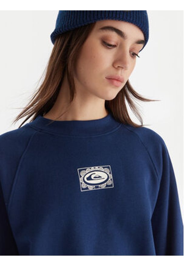 Quiksilver Bluza Graphic Crew EQWFT03198 Granatowy Regular Fit. Kolor: niebieski. Materiał: bawełna