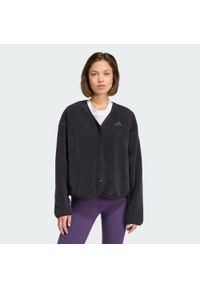 Adidas - Kardigan Future Icons 3-Stripes Fleece. Kolor: czarny. Materiał: dresówka, polar. Sport: fitness