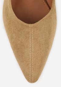 Born2be - Ciemnobeżowe Balerinki w Stylu Slingback Adriame. Nosek buta: otwarty. Kolor: brązowy. Materiał: skóra, zamsz. Sezon: lato. Obcas: na obcasie. Styl: klasyczny. Wysokość obcasa: niski #6
