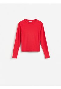 Reserved - Longsleeve z modalem - czerwony. Kolor: czerwony. Materiał: bawełna, dzianina. Długość rękawa: długi rękaw #1