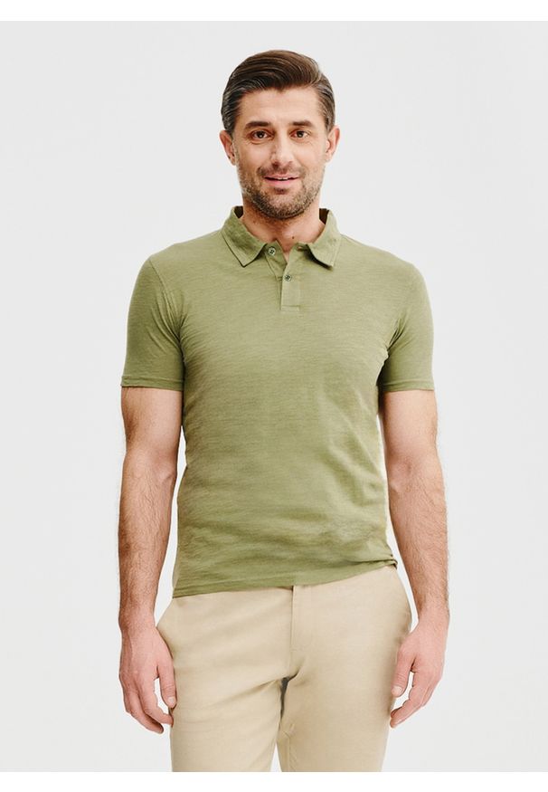 Pako Lorente - PAKO LORENTE – Zielone bawełniane polo. Typ kołnierza: polo. Kolor: zielony, niebieski. Materiał: bawełna