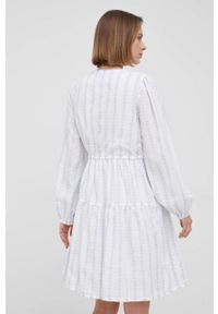 Y.A.S sukienka bawełniana kolor biały mini rozkloszowana. Kolor: biały. Materiał: bawełna. Długość rękawa: długi rękaw. Wzór: gładki. Typ sukienki: rozkloszowane. Długość: mini #3