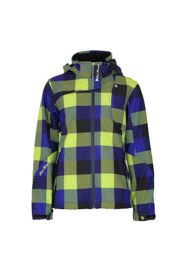 PEAK MOUNTAIN - Bluza softshell z nadrukiem dla dziewczynki Peak Mountain Gaveny. Kolor: zielony. Materiał: softshell. Wzór: nadruk. Sezon: zima. Sport: turystyka piesza