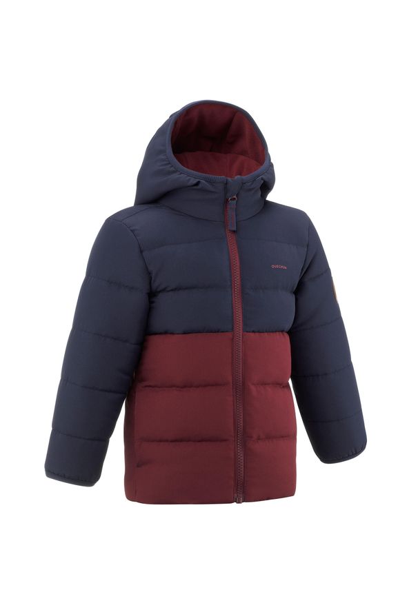 quechua - Kurtka turystyczna dla dzieci zimowa Quechua. Kolor: wielokolorowy, niebieski, czerwony. Materiał: materiał, poliester, polar, syntetyk. Sezon: zima