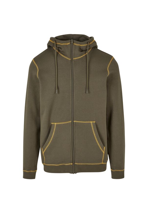 Bluza z kapturem z kontrastowym zamkiem błyskawicznym Urban Classics Organic. Typ kołnierza: kaptur. Kolor: żółty, wielokolorowy, zielony