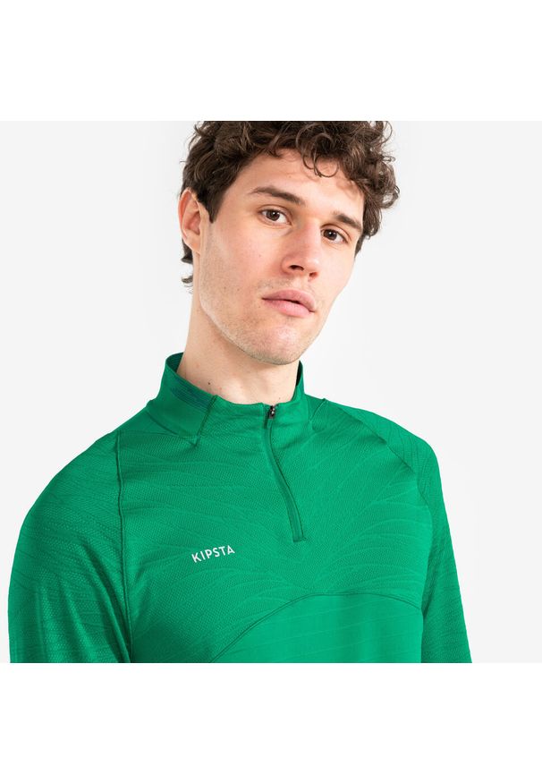 KIPSTA - Bluza piłkarska Kipsta CLR półsuwak. Kolor: zielony. Materiał: materiał, skóra. Sport: piłka nożna