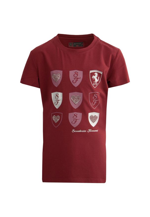 Koszulka Dziecięca Ferrari z Jersey i Georgette Bordeaux - 3 Lata. Typ kołnierza: polo. Kolor: czerwony, brązowy, wielokolorowy. Materiał: jersey. Sezon: lato. Styl: elegancki, młodzieżowy
