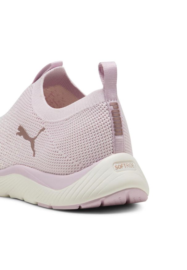 Puma - Damskie dzianinowe buty do biegania SOFTRIDE Remi PUMA. Kolor: wielokolorowy, fioletowy, biały, żółty. Materiał: dzianina. Sport: bieganie