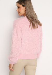 Born2be - Różowy Sweter z Długim Włosiem i Dodatkiem Wełny Merithina. Kolor: różowy. Materiał: wełna. Długość: długie. Styl: klasyczny, elegancki #3