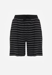 Born2be - Czarne Bawełniane Szorty w Paski z Wysokim Stanem w Stylu Casual Naunea. Okazja: na co dzień. Stan: podwyższony. Kolor: czarny. Materiał: bawełna. Długość: długie. Wzór: paski. Sezon: lato. Styl: casual #7