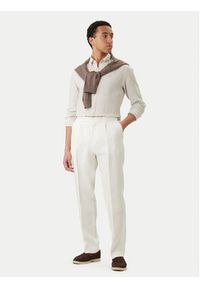 BOSS Spodnie materiałowe H-Perino 50563231 Biały Relaxed Fit. Kolor: biały. Materiał: len #5