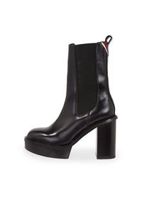 TOMMY HILFIGER - Tommy Hilfiger Botki Elevated Plateau Chelsea Bootie FW0FW07542 Czarny. Kolor: czarny. Materiał: skóra