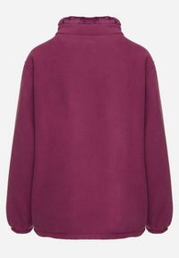 Born2be - Fioletowy Klasyczny Polar ze Ściągaczami przy Rękawach Paradi. Okazja: do pracy, na co dzień. Kolor: fioletowy. Materiał: polar. Długość rękawa: długi rękaw. Długość: długie. Styl: klasyczny #4