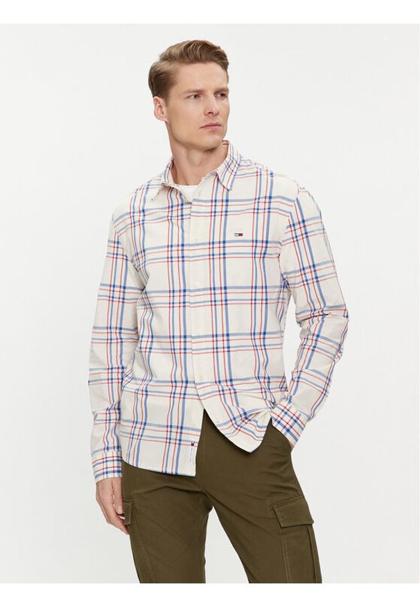 Tommy Jeans Koszula Poplin DM0DM18968 Kolorowy Regular Fit. Materiał: bawełna. Wzór: kolorowy
