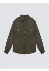 Big-Star - Koszula męska z drobnego sztruksu khaki Cordwis 303. Kolor: zielony. Materiał: sztruks