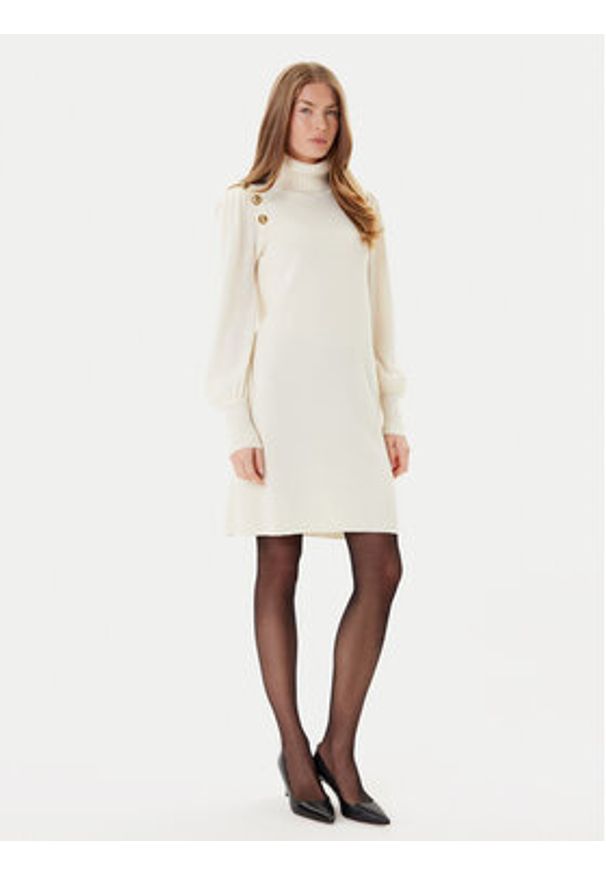 Luisa Spagnoli Sukienka dzianinowa Moduno 100056 Beżowy Regular Fit. Kolor: beżowy. Materiał: wełna