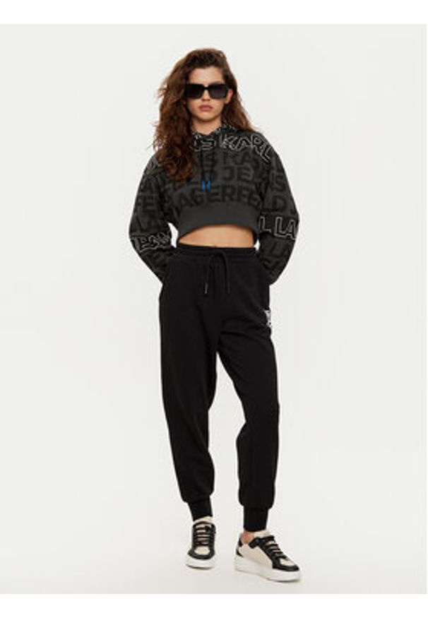 Karl Lagerfeld Jeans Bluza A1W20067 Czarny Cropped Fit. Kolor: czarny. Materiał: bawełna