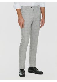 Pako Lorente - PAKO LORENTE – Szare garniturowe spodnie męskie w kratę. Okazja: na spotkanie biznesowe. Kolor: szary. Materiał: poliester, wiskoza, elastan. Styl: biznesowy, elegancki