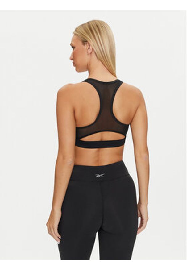 Reebok Biustonosz sportowy Lux Bold Racr Bra 100075369 Czarny Slim Fit. Kolor: czarny. Materiał: syntetyk