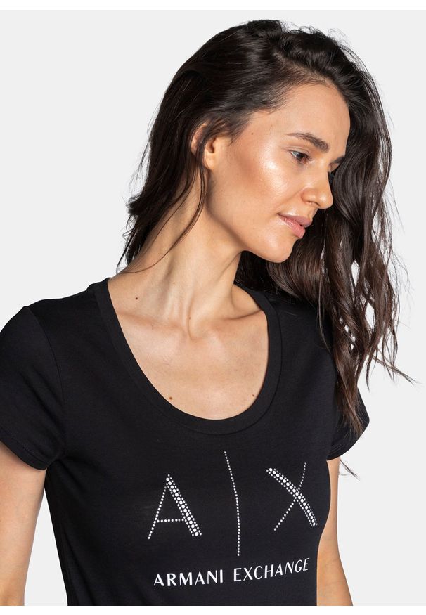 Koszulka damska czarna Armani Exchange 8NYT83 YJ16Z 1200. Kolor: czarny